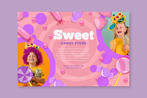 Gratis vector candy horizontale banner met kind