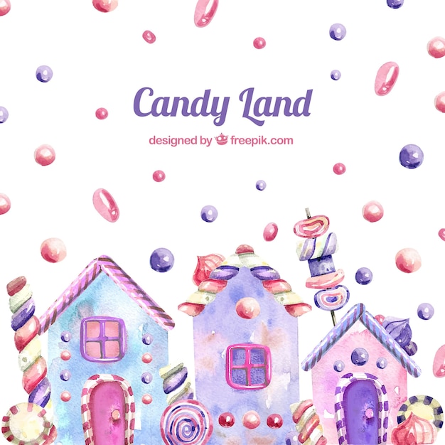 Candy land achtergrond in aquarel stijl