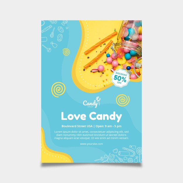 Gratis vector candy poster sjabloon