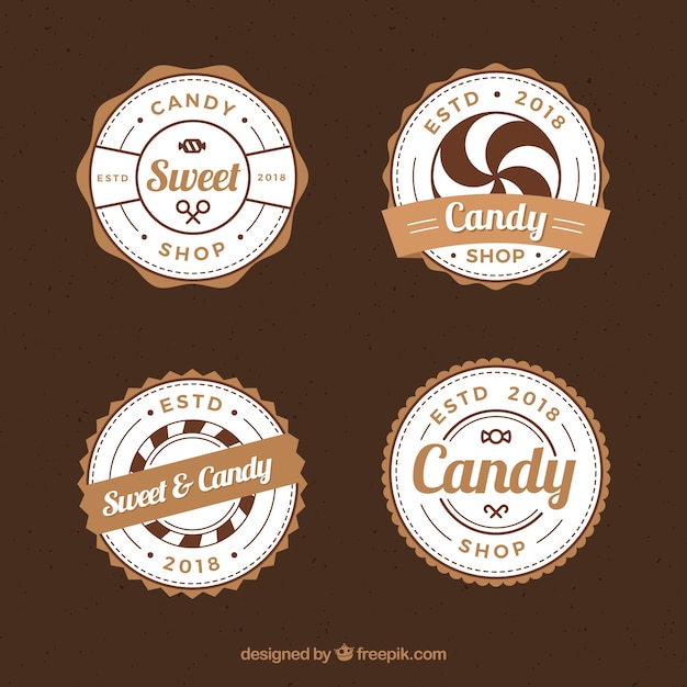 Gratis vector candy shop emblemen verzameling voor bedrijven