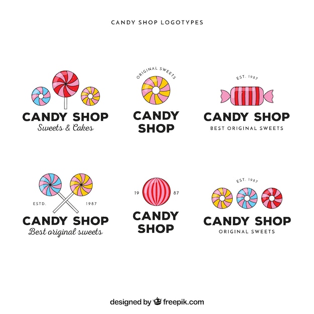 Candy shop emblemen verzameling voor bedrijven