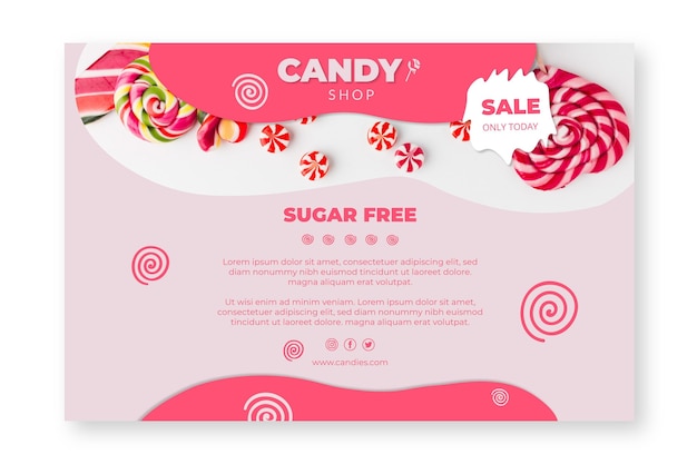 Gratis vector candy shop horizontale sjabloon voor spandoek