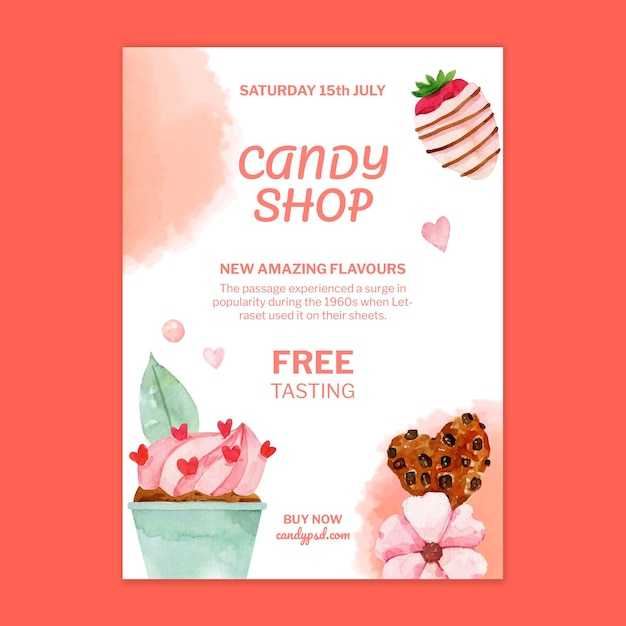 Candy shop verticale poster sjabloon