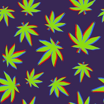 Cannabis laat patroon met glitch-effect