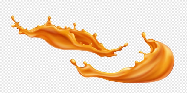 Gratis vector caramel splash zoet vloeibaar snoep wervelt golven