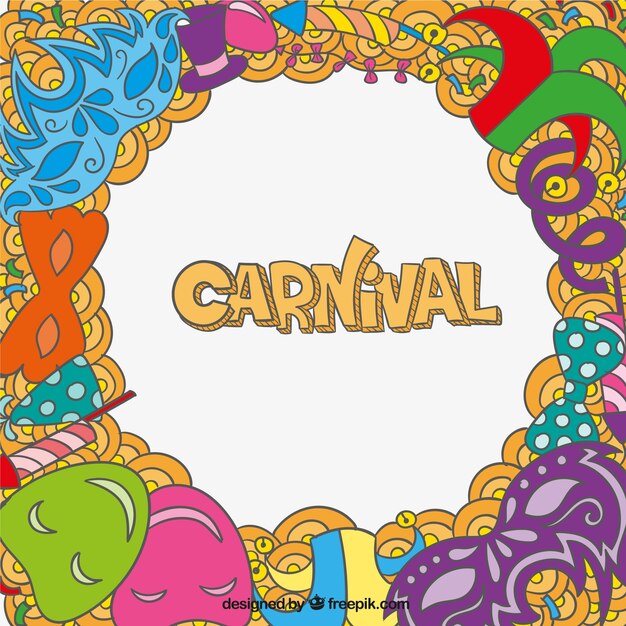 Gratis vector carnaval achtergrond in doodle stijl