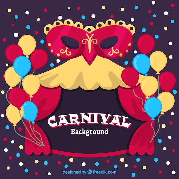 Carnaval-achtergrond met tent en masker