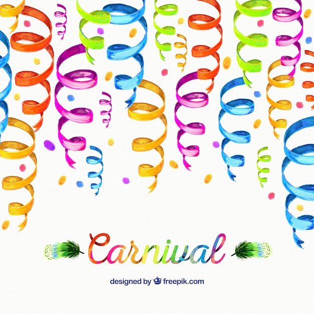 Gratis vector carnaval achtergrond met waterverf serpentine
