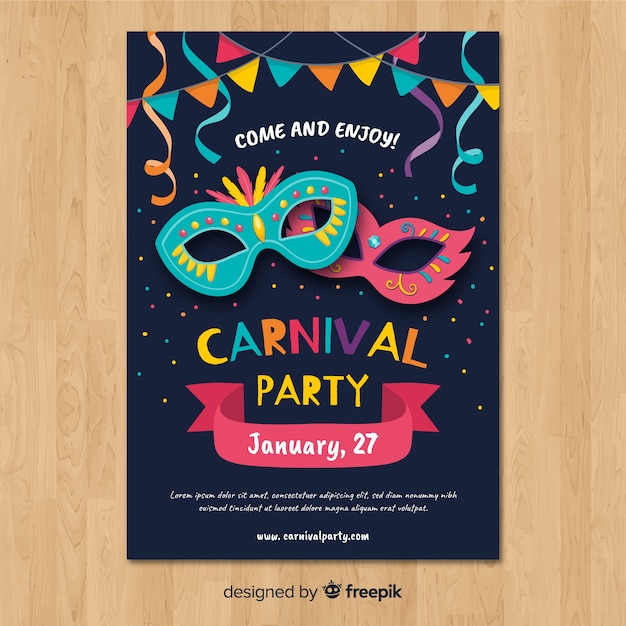 Gratis vector carnaval feestaffiche tempalte