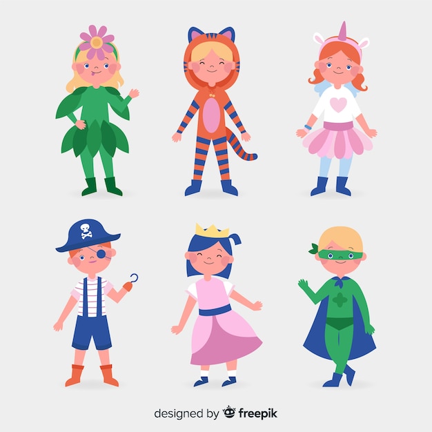 Gratis vector carnaval-karakters die kostuums dragen