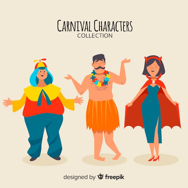 Gratis vector carnaval-karakters die kostuums dragen