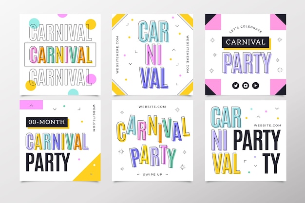 Carnaval partij instagram post set