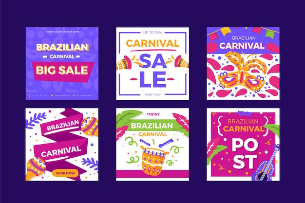 Gratis vector carnaval party instagram postverzameling