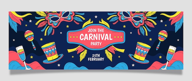 Carnavalsfeest en viering twitter header-sjabloon