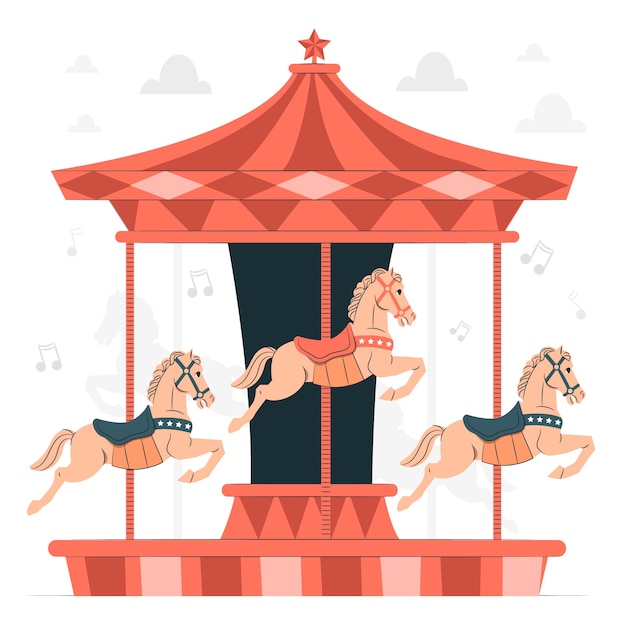 Gratis vector carrousel paard concept illustratie