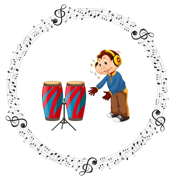 Cartoon aap met bongo drum