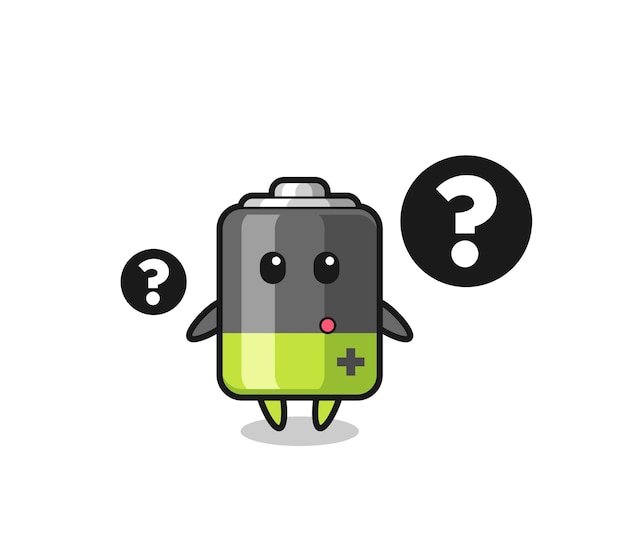 Cartoon afbeelding van batterij met het vraagteken