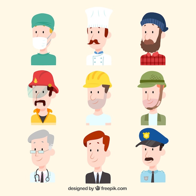 Gratis vector cartoon avatars met vlak ontwerp