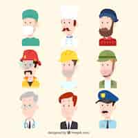 Gratis vector cartoon avatars met vlak ontwerp