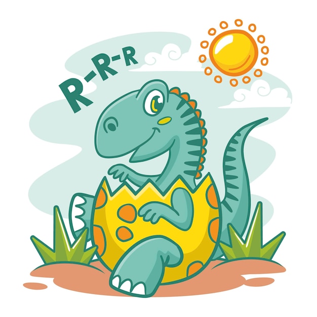 Gratis vector cartoon baby dinosaurus geïllustreerd