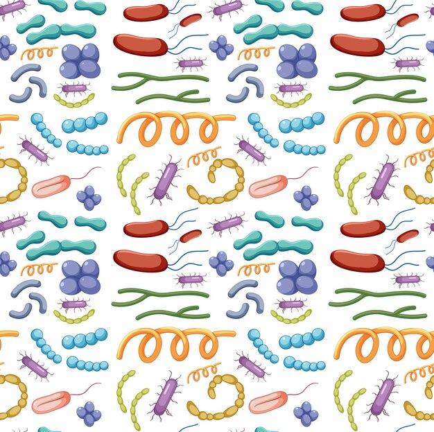 Cartoon bacteriën en virussen naadloos patroon