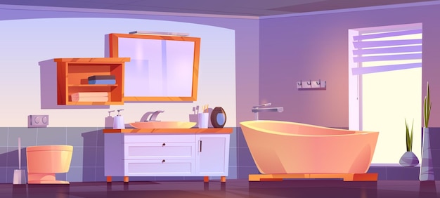 Gratis vector cartoon badkamer interieur