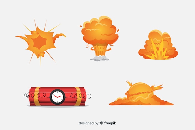 Gratis vector cartoon bom en bomexplosie effect collectie