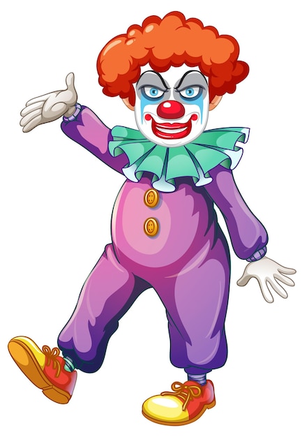 Cartoon clown in paarse outfits