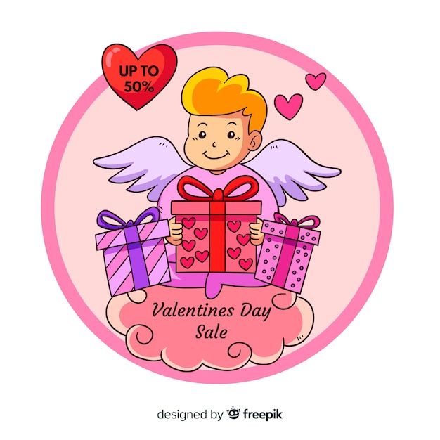 Cartoon cupid valentijn verkoop achtergrond