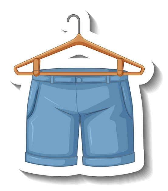 Gratis vector cartoon denim short met kleerhanger