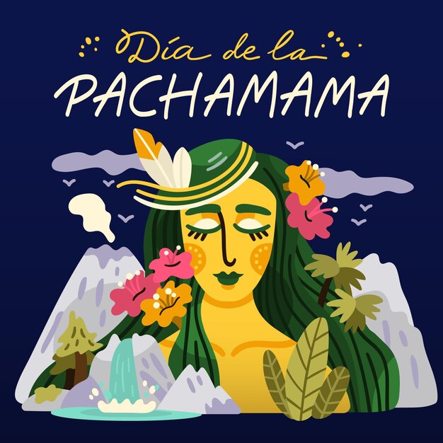 Cartoon dia de la pachamama illustratie