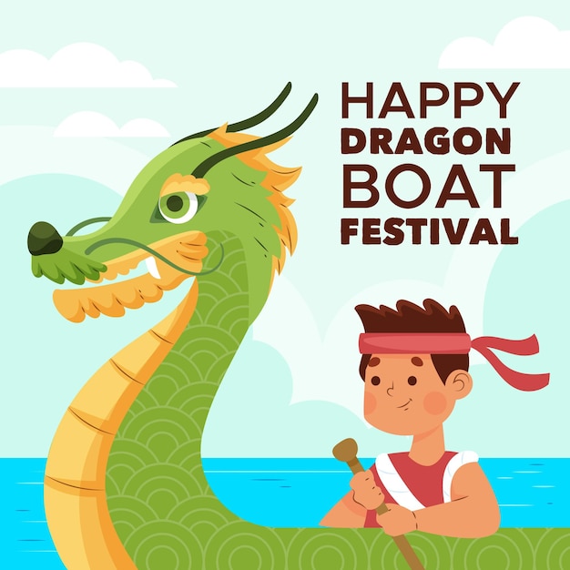 Gratis vector cartoon drakenboot illustratie