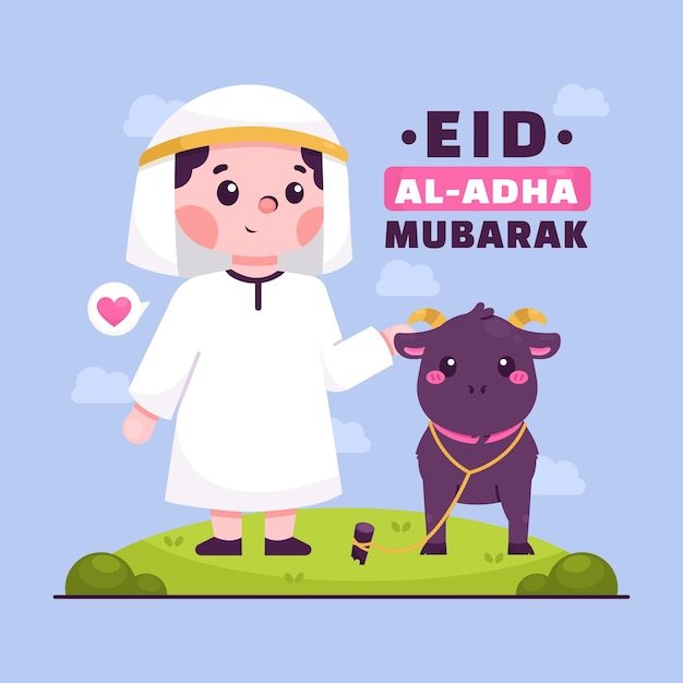 Gratis vector cartoon eid al-adha illustratie