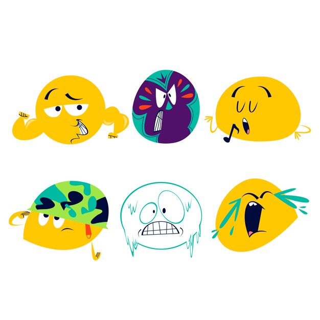 Cartoon emoticons stickers