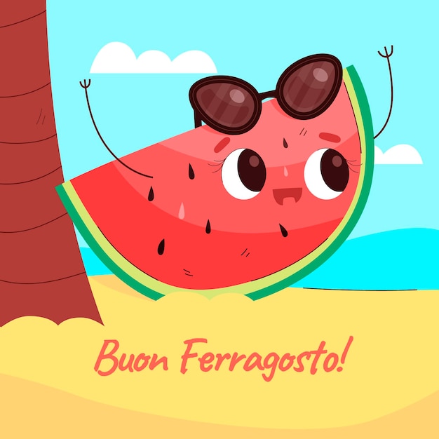 Cartoon ferragosto illustratie