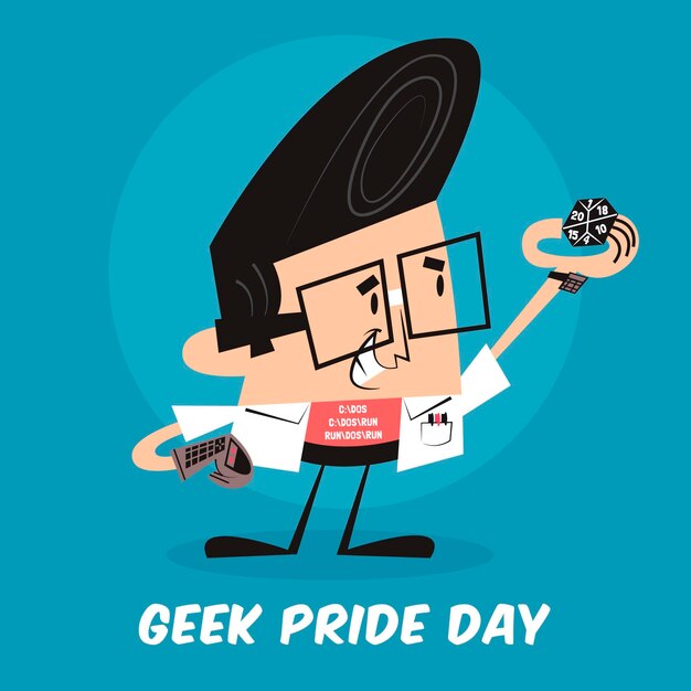 Cartoon geek pride day illustratie