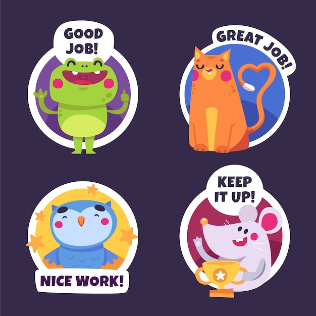 Cartoon geweldige job stickers set