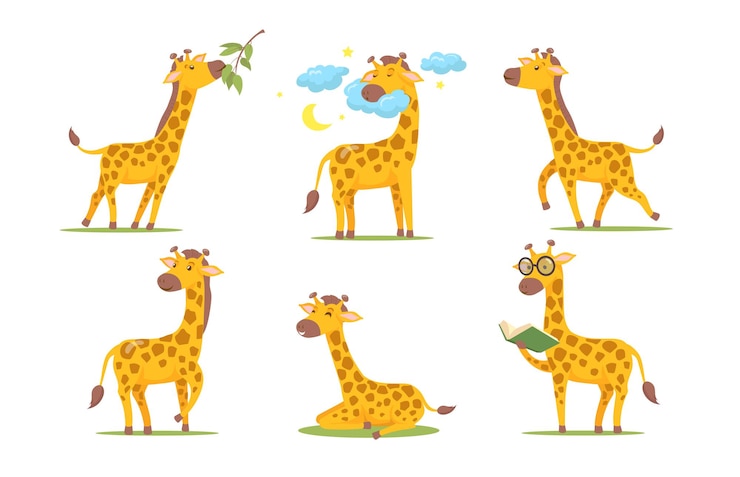 Gratis Vector cartoon giraffe set