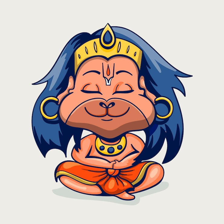 Gratis Vector cartoon hanuman jayanti illustratie