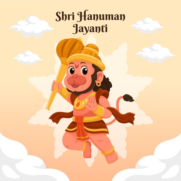 Cartoon Hanuman Jayanti illustratie