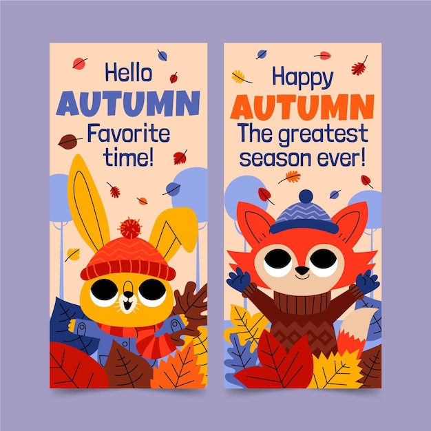 Cartoon herfst banners set