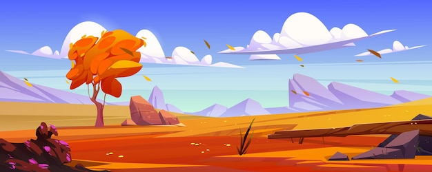 Gratis vector cartoon herfst landschap bergdal scène