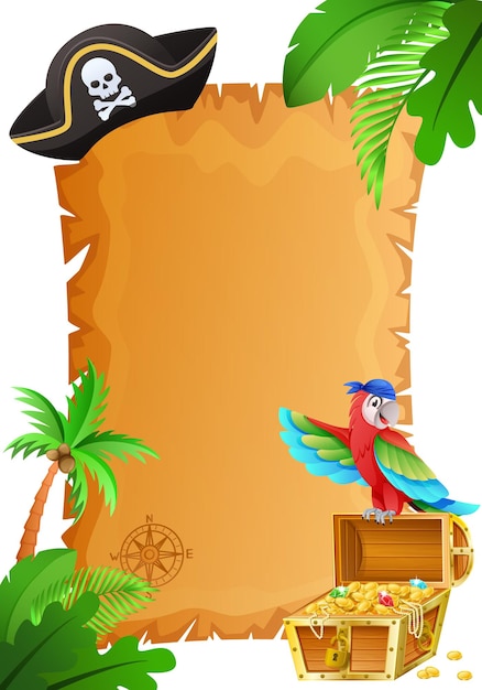 Gratis vector cartoon island treasure pirates