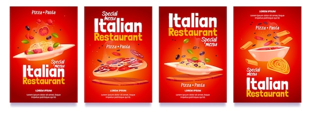 Cartoon italiaans restaurant flyers