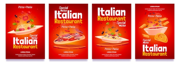 Cartoon Italiaans restaurant flyers