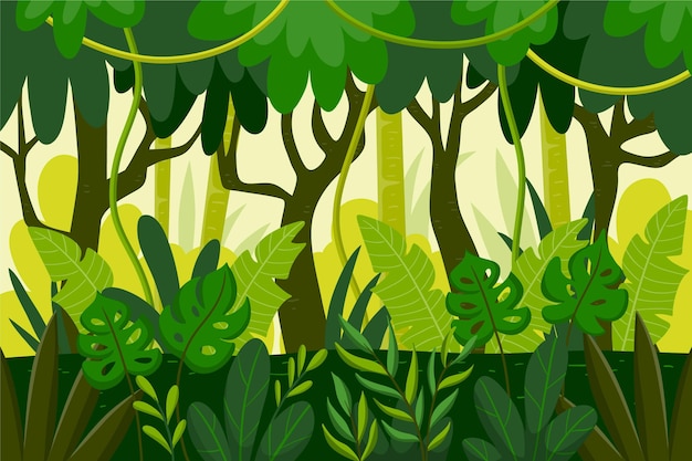 Gratis vector cartoon jungle achtergrond