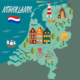 Cartoon kaart van holland