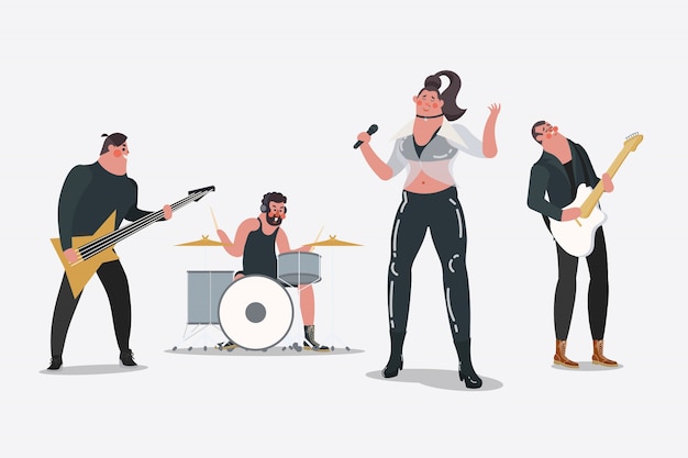 Cartoon karakter ontwerp illustratie. Professionele band