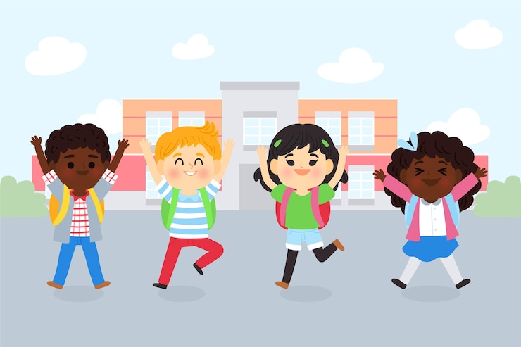 Gratis Vector cartoon kinderen terug naar school concept