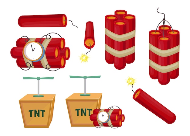Cartoon kleurrijke dynamiet set illustratie